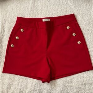 Rachel Zoe Red High Waist Shorts with Gold Accents